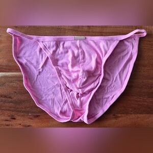 Pink Ribbed Men's String Bikini